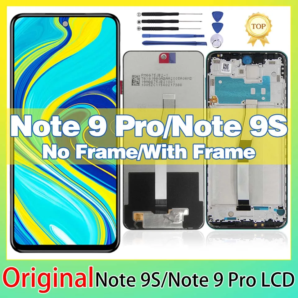 Original For Xiaomi Redmi Note 9 Pro M2003J6B2G LCD Display Touch Screen Digitizer Note 9S M2003J6A1G Replacement With Frame