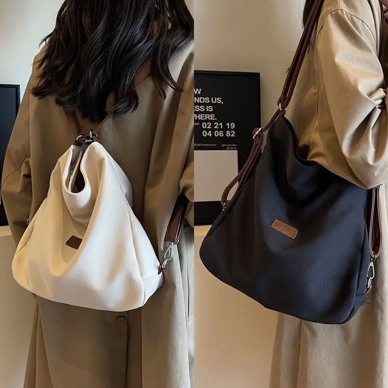 2024 New Shoulder Bag, School Bag, Female College Student Canvas Bag, Female Single Shoulder Crossbody Bag, Popular Texture