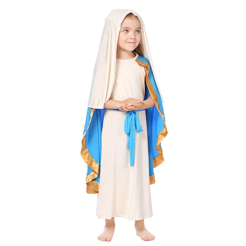 Cosplay mãe sagrada trajes para crianças deusa athena vestido meninas maria saia rainha roupas medievais dia das crianças palco par # 1 # W