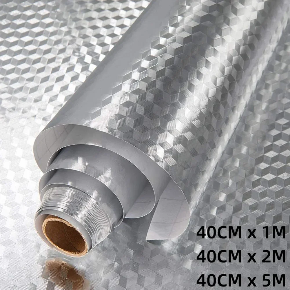 5/2/1M Modern Kitchen Oil-proof Self Adhesives Stickers High-temperature Aluminum Foil Gas Stove Cabinet Contact Sticke