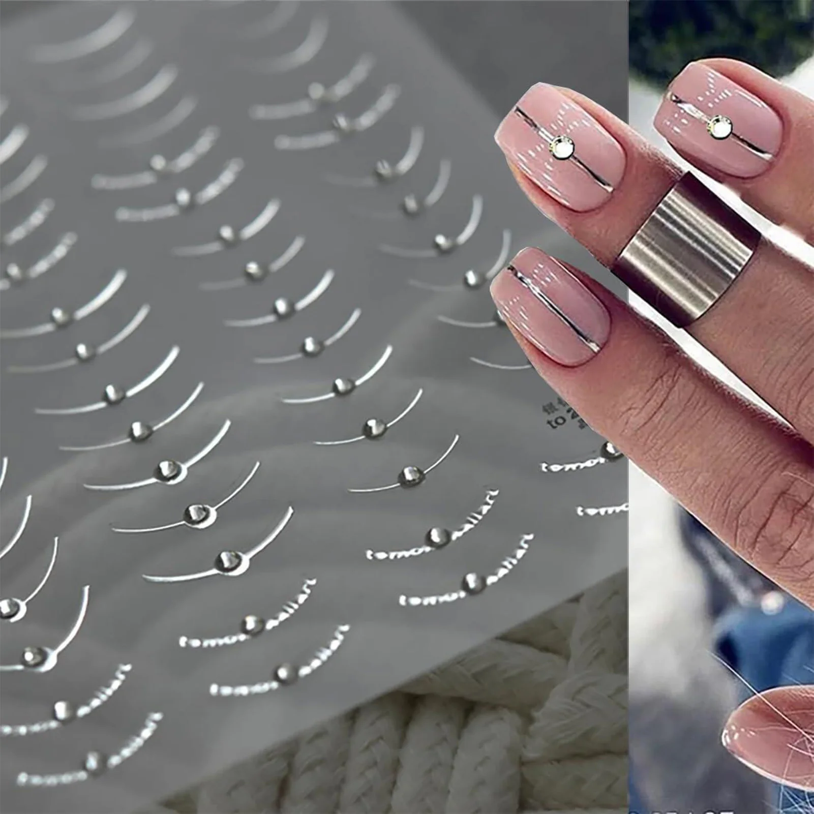 French Tip Nail Art Sticker Crystal Nail Design Lines decalcomanie adesivi per feste matrimonio incontri vita quotidiana