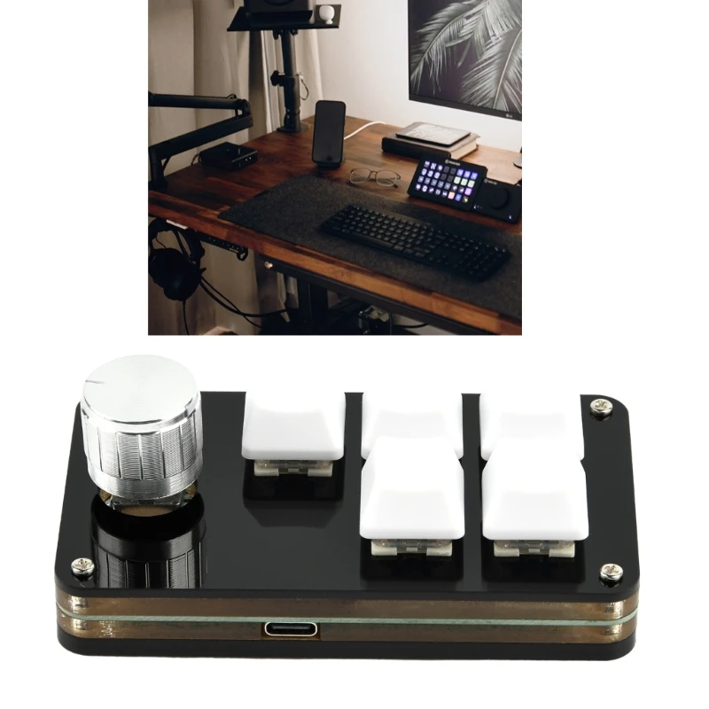 5-клавишная программируемая клавиатура RGB с функцией ручки для программирования макросов Портативный Macropad для офиса и нужд