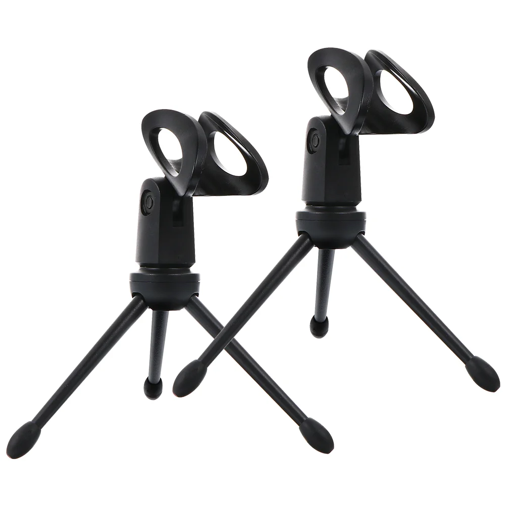 

2 Pcs Computer Microphone Tripod Simple Stand for Desktop Bracket Black Universal Holder Mount