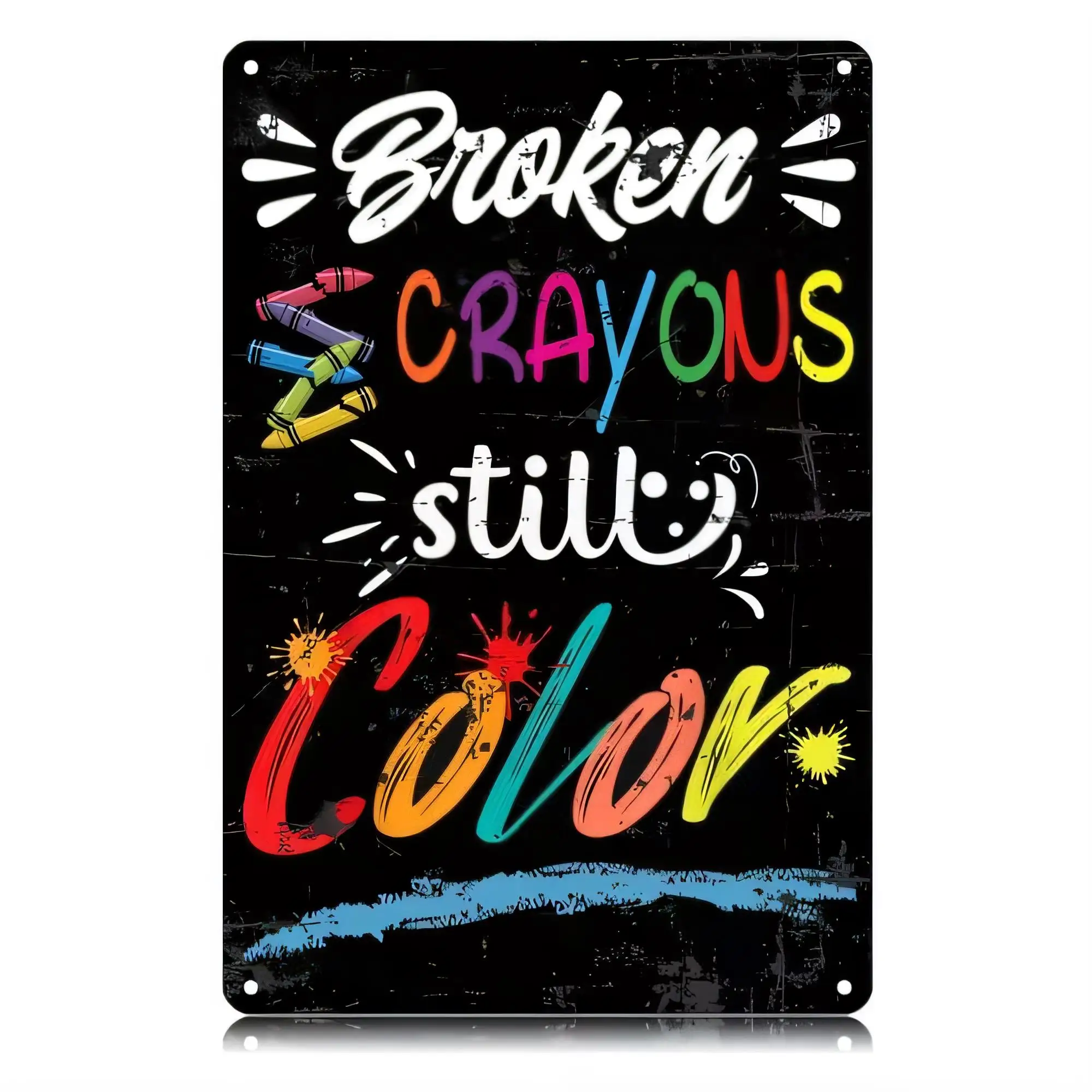 Tin Sign Vintage Broken Crayons Still Cool Metal Plaque Wall Art for Home Bar Garage Office Decor Funny Kids Art Room Poster   W