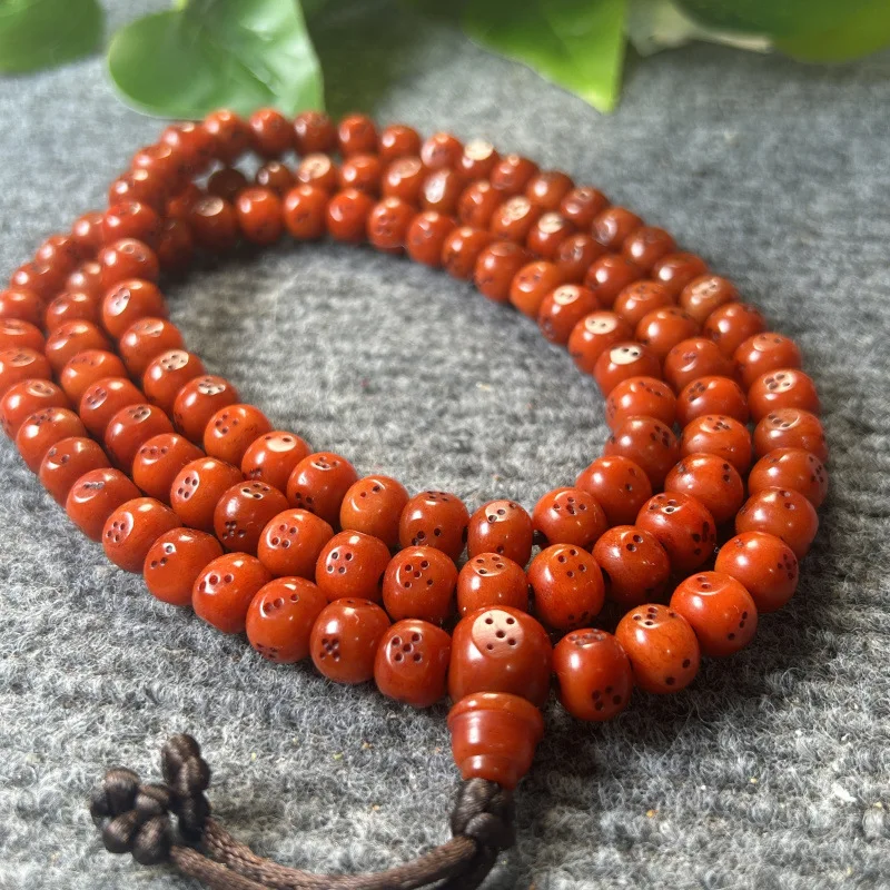 Tibetan original color patina cow bone square - beads, oily 108-bead dice-shaped Buddhist bracelet