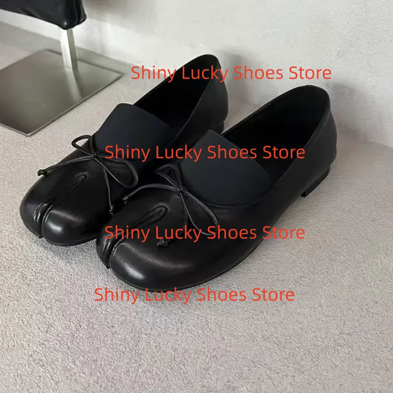 Zapatos de punta abierta para mujer con lazo de mariposa, bailarinas planas con costuras, calzado de cuero PU para mujer