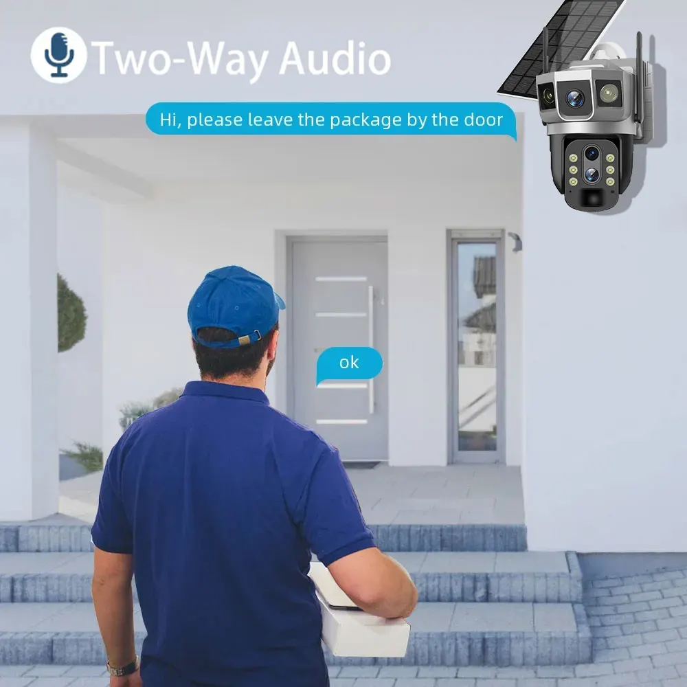 Outdoor 10X Optische Zoom 12MP Solar IP Camera WIFI CCTV Dual Lens Triple Screen PTZ Auto Tracking Beveiliging Bewakingscamera