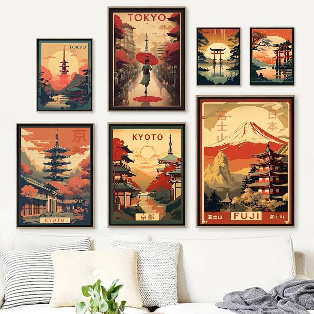 Japan Travel Poster Prints For Living Room Home Decor Japanese Cities Landmarks Of Tokyo Landscape Canvas Painting Wall Art Gift