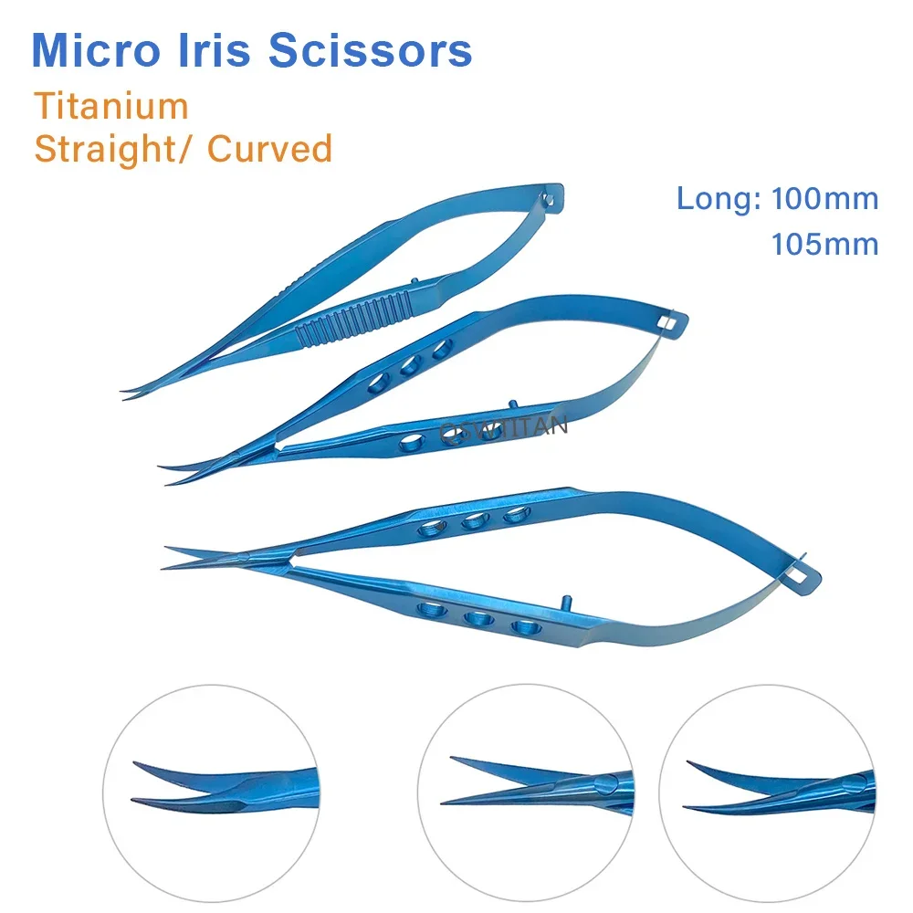 Titanium Tlloy Surgical Instruments Ophthalmic Micro Iris Scissors Venus Scissors Flat Handle