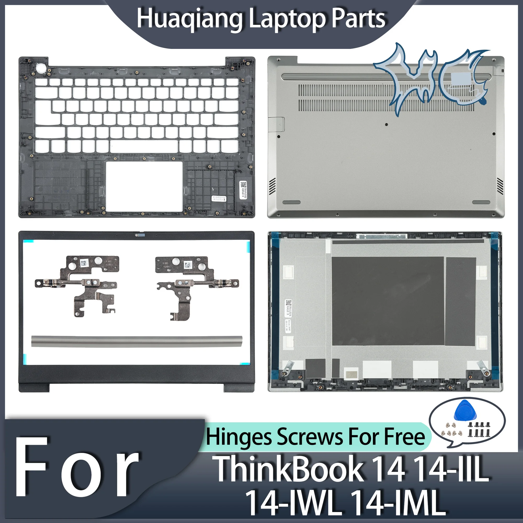 New Laptop Cover For ThinkBook 14 14-IIL 14-IWL 14-IML LCD Back Cover Front Bezel Palmrest Bottom Case Rear Lid Gray 14inch