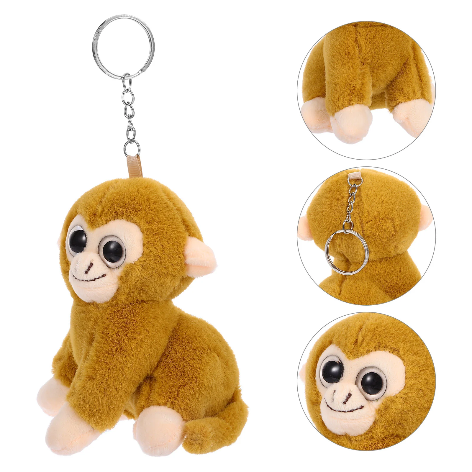 

Monkey Keychain Keyring Golden DIY Keychains Plush Bag Hanging Decor Stuffed Animal