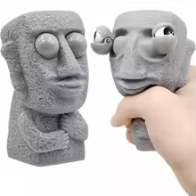 איש אבן משחרר צעצוע מתח לאט לאט פסל מואי רך לסחוט עיניים ביטוי מעוניין מרגיע את המתנה של ילדים