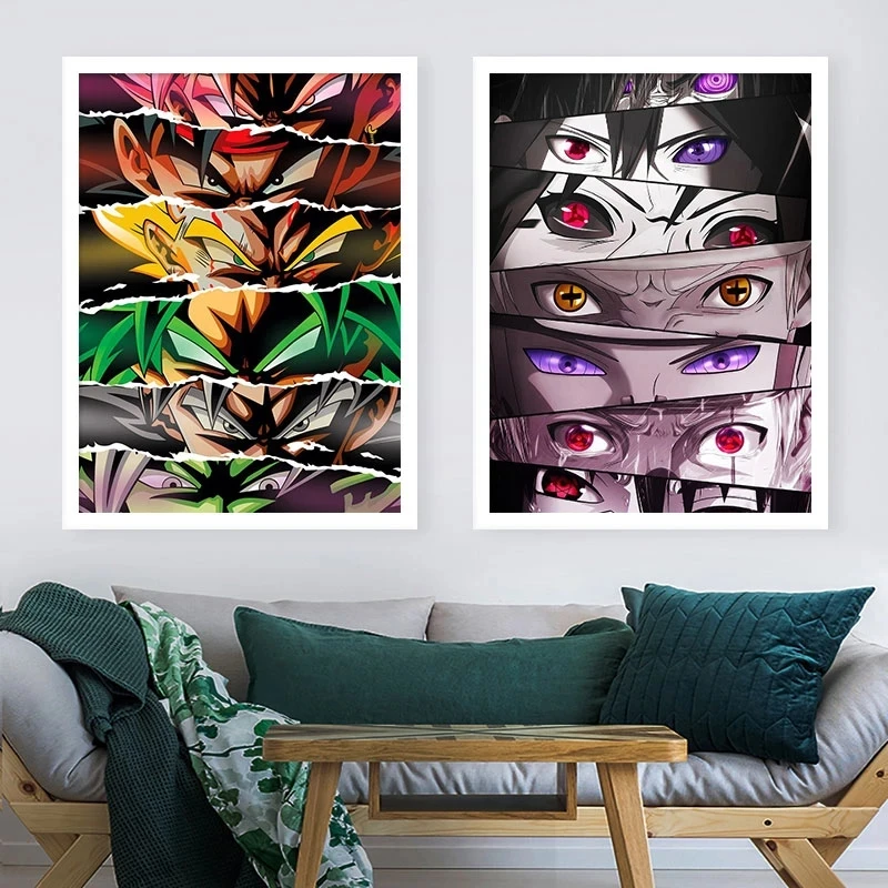 Japanese Anime Peripherals Canvas Painting Dragon Ball One Piece Naruto Hunter Eye Mural Poster Wall Art Picture Decoration Gift