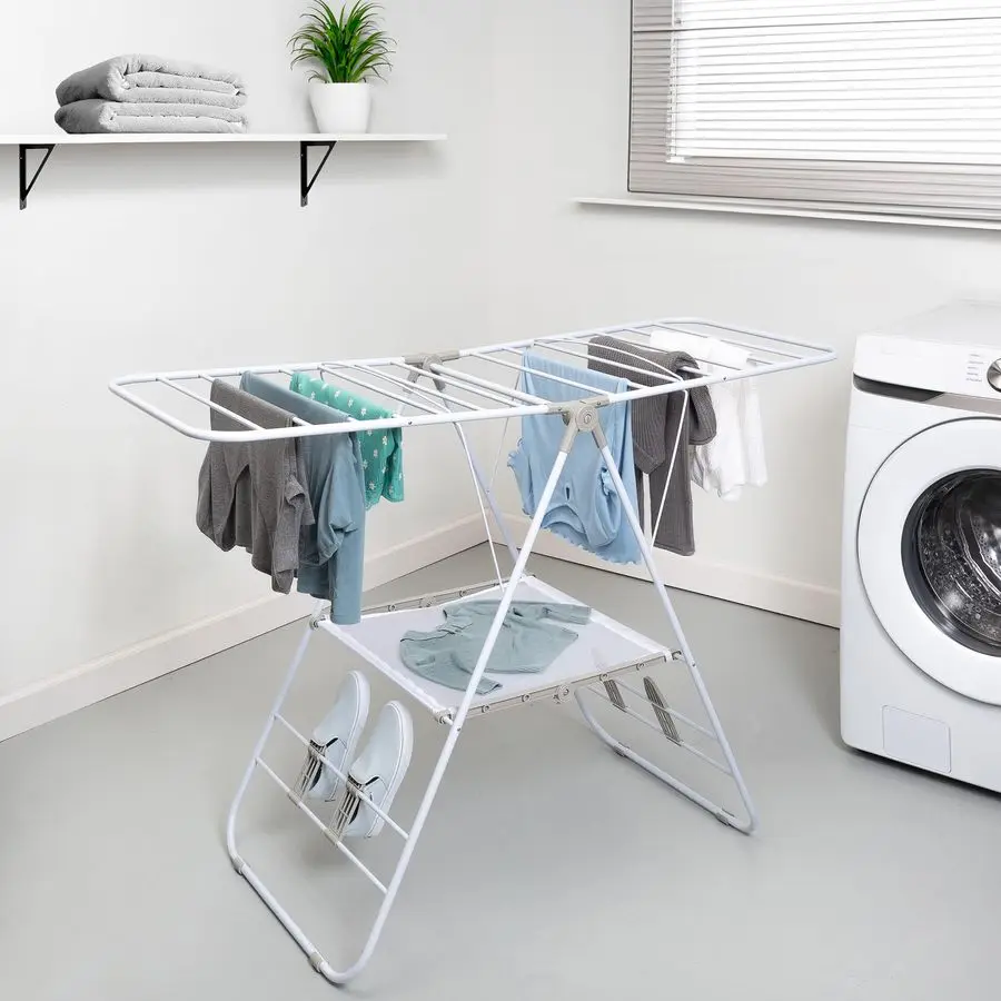 HeavyDuty Foldable Laundry Drying Rack Portable Shoes amp Clothes Rack for Indoor amp Outdoor Use, SpaceSaving Design, Easy to F