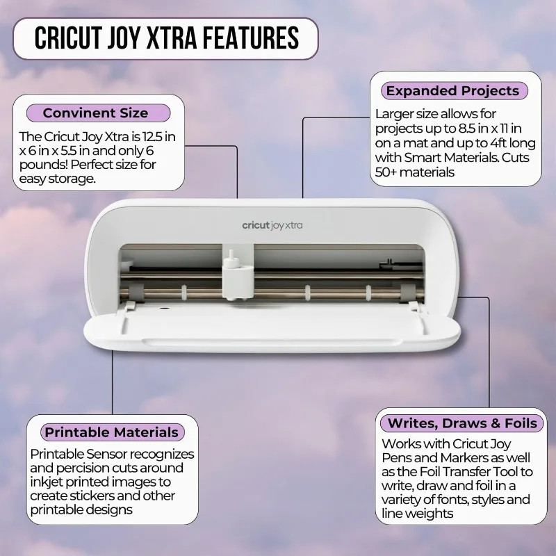 Cricut Joy Xtra Cutting Machine with EasyPress 3 9x9 and Heat Press Materials Bundle - Smart Bluetooth Craft Machine