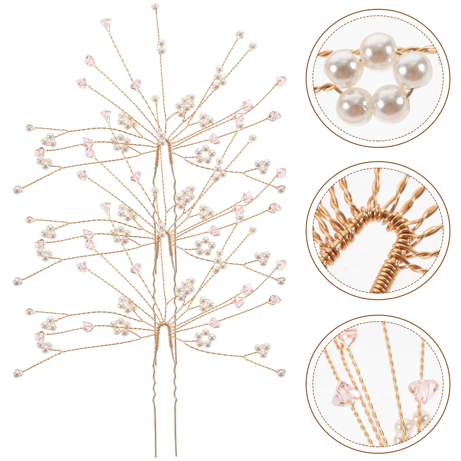 

3 Pcs U Shaped Hairpin Bridal Clip Wedding Headpiece for Bride Headpieces Crystal