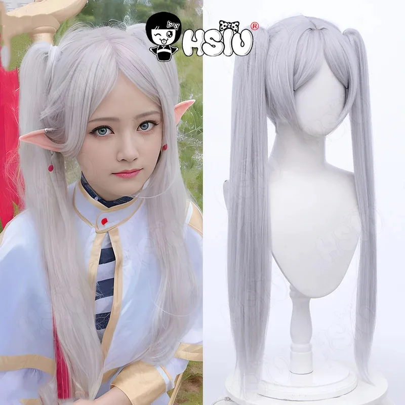 

Frieren cosplay Wig Anime Sousou no Frieren at the Funeral cosplay HSIU 80CM Silver gray double ponytail long hair Synthetic Wig