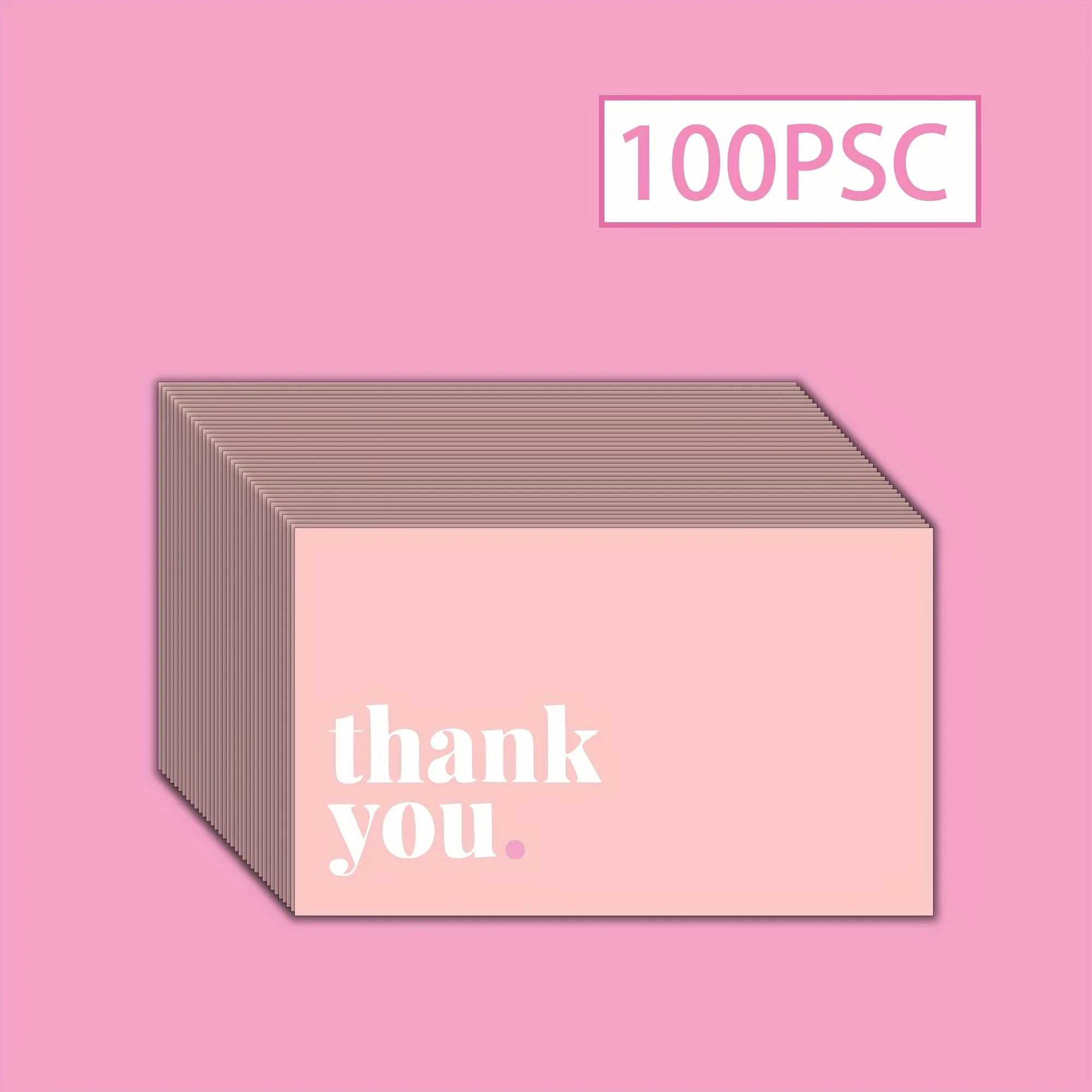 100pcs Pink Heartwarming Thank-you Card Set for Customers, Used in Stores, Online Retailers, and Business Supplies