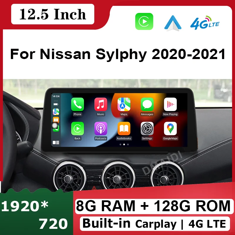 

12.5inch Android 12 8+128G Car Multimedia Player Radio GPS Navigation CarPlay Touch Sceen for Nissan Sylphy 2020 Car Accessories