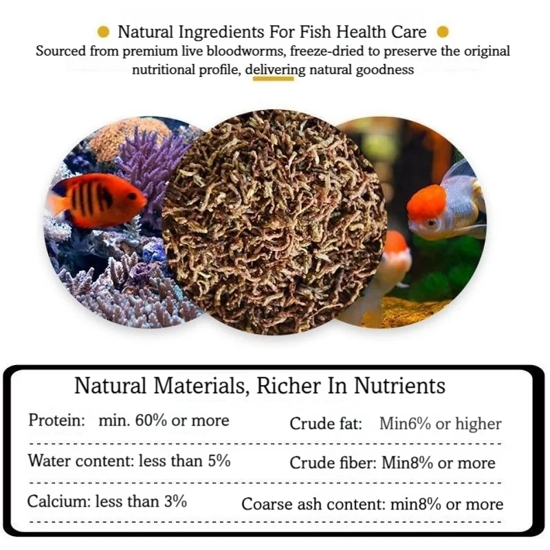 Dry Redworms High Protein Freeze Dried Bloodworms For Marine & Tropical Fish, Natural Food for Guppy, Betta,Turtle, Reptile view 5