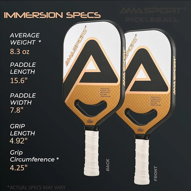 AMA SPORT USAPA-zugelassene Pickleball-Paddel, Kohlereibung/3K-Carbonoberfläche, Polymer-Wabenkern, professionelles Padel