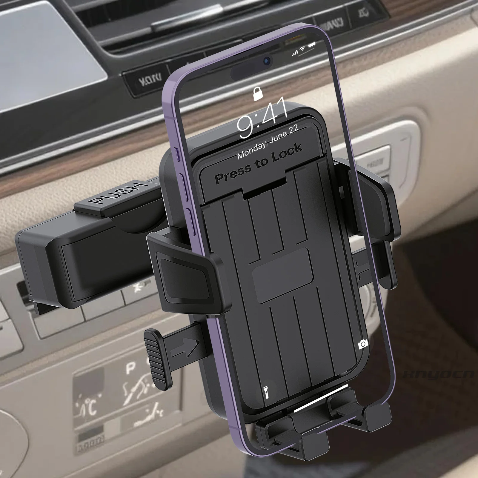 Universal CD Slot Phone Mount Stand One-Touch Release Auto-lock Car Phone Holder Cell Phone Support for IPhone 16 Samsung Xiaomi