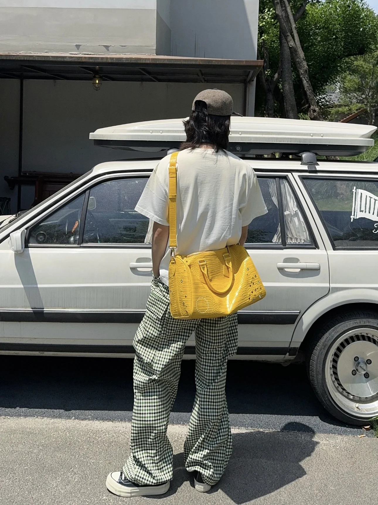 

American Retro een Plaid Casual Pants Men's Loose Folded Long Trousers Street Design Sensation Versatile Summer Jeans