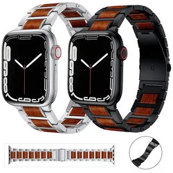 Ultra 1 2 49MM Metal Red Wood Strap For Apple Watch Band 45mm 44mm 46mm 10 SE 8 9 40mm 42mm 41mm Stainless Steel Bracelet iWatch