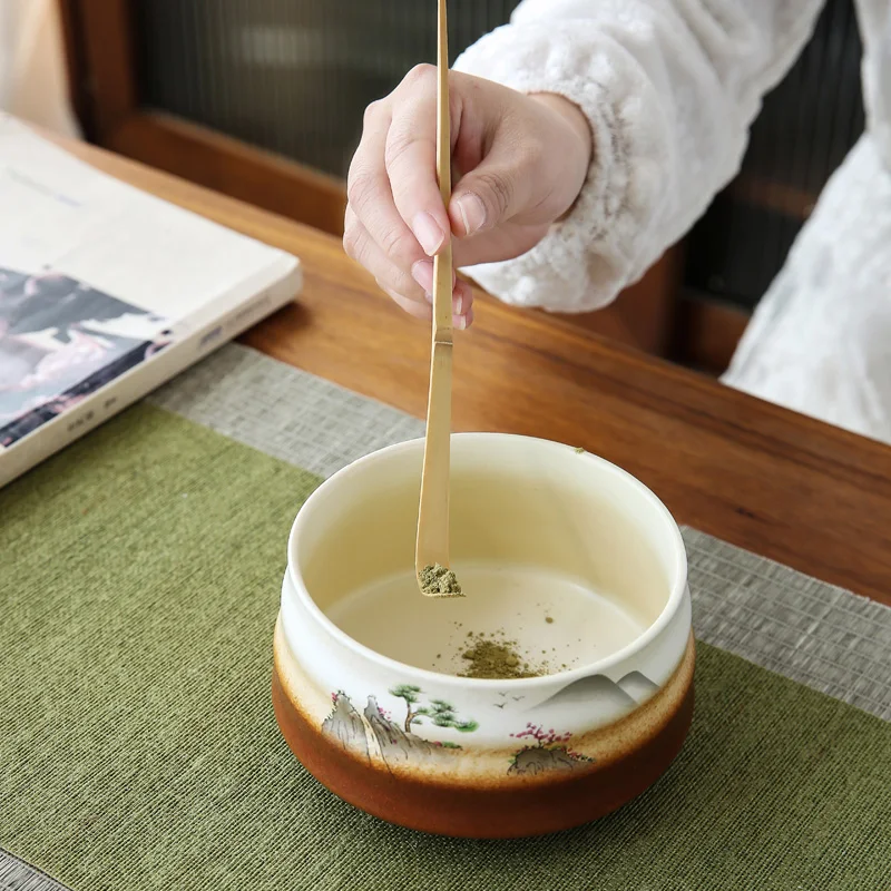 Japanese Matcha Tea Tools Set Hyakumoto Tatebake Tea Brush Matcha Bowl Ceramic Tea Dispensing Equipment