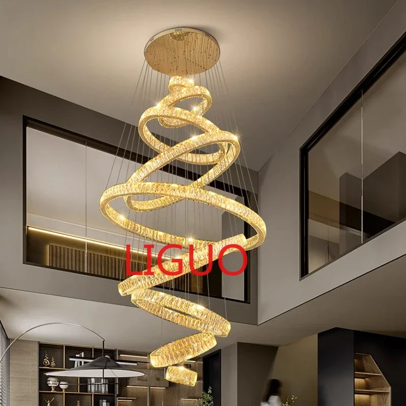 

Modern home decoration crystal chandelier, stair Pendant lamp, living room Pendant lights, interior lighting