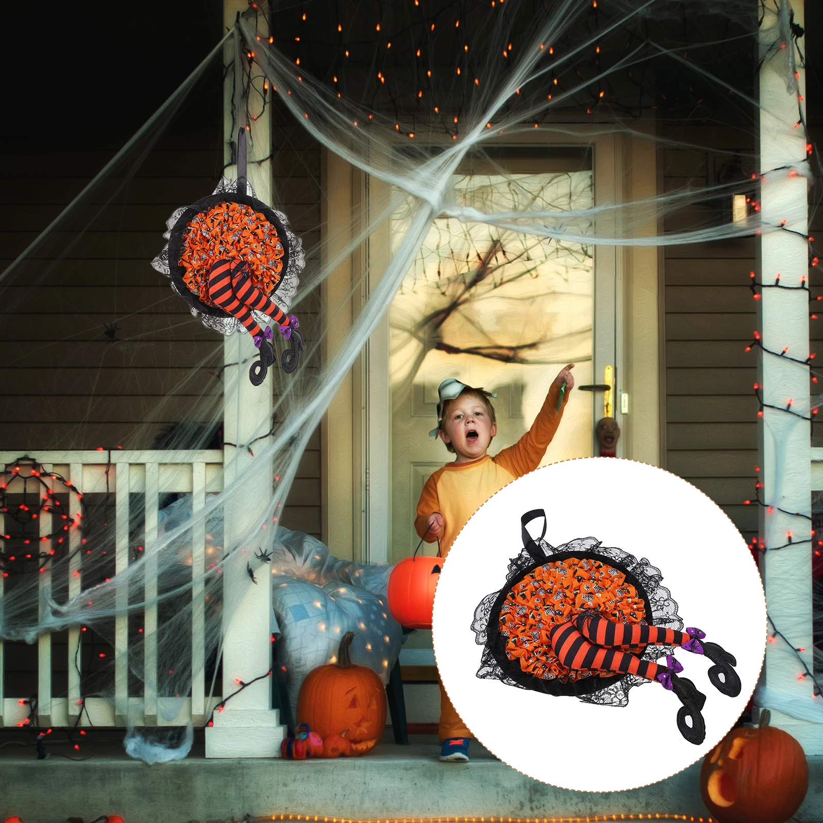 

Witch Leg Pendant Creative Halloween Party Decor Decorations Funny Door Trim Porch for Brushed Cloth