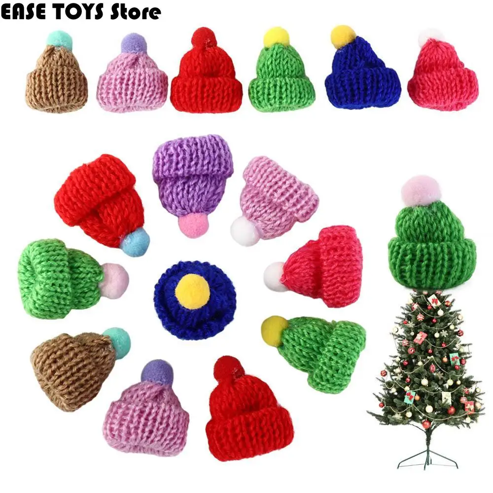 

10pcs Mini Knitting Hats Christmas Mini Knitting Doll Hats Mini Wool Hat for Christmas Ornaments DIY sewing Crafts Materials