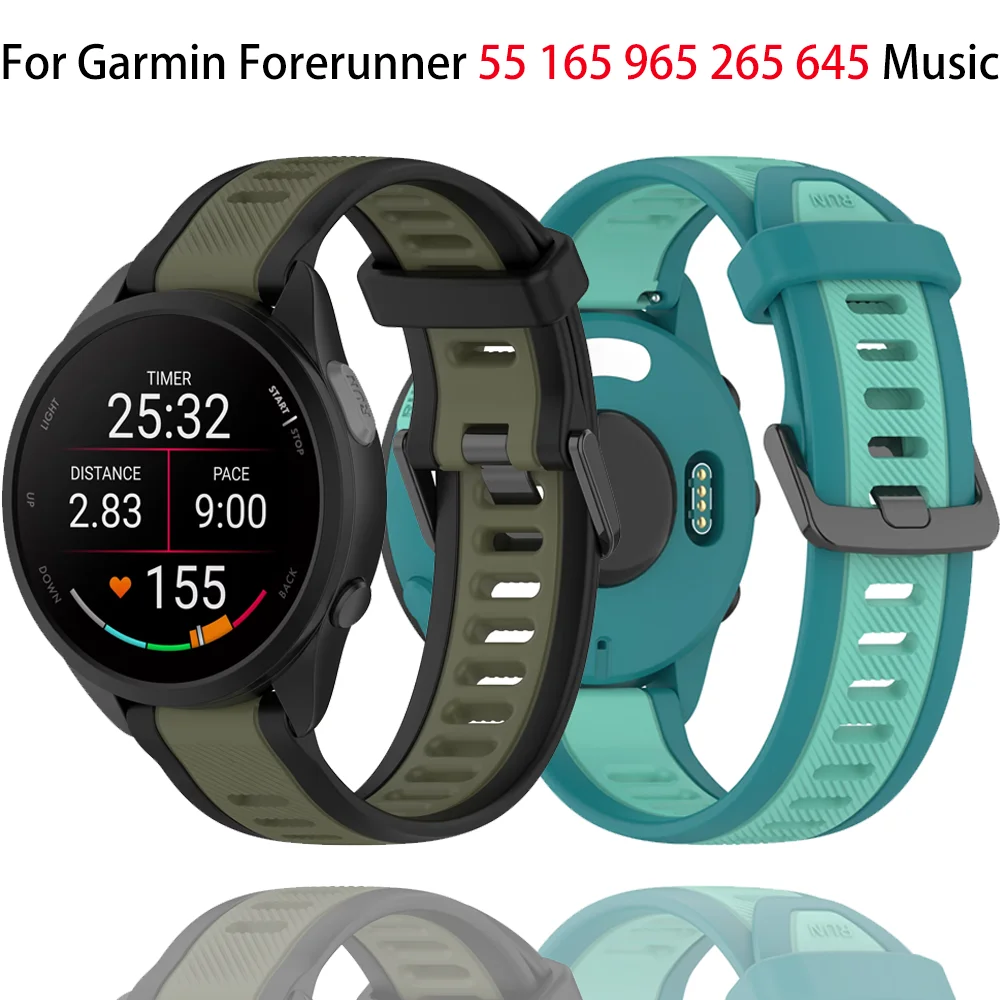 

18/20/22mm Official Silicone Strap For Garmin Forerunner 55 165 265S Vivoactive 5 Music Soft bracelet belt for Gramin Active 5