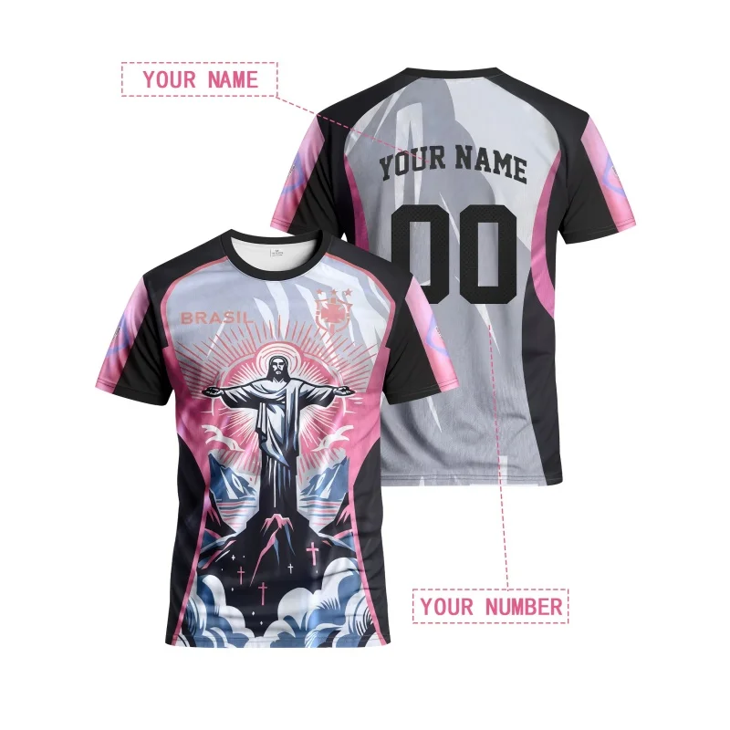 3D Printed Brazil Jerseys T-shirt For Men Cristo Redentor Customized Graphic T Shirts Casual O-Neck Sport Tops Short Sleeve Tees