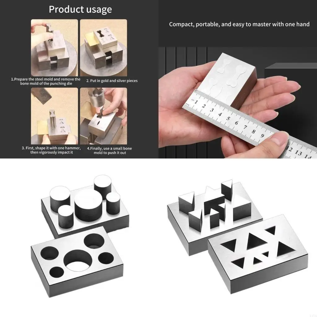 

X4YA Steel Set Jewelry Clasp Punching Tool Bracelet Buckle Making Press Jewelry Workshop Accessory for Jewelry Making