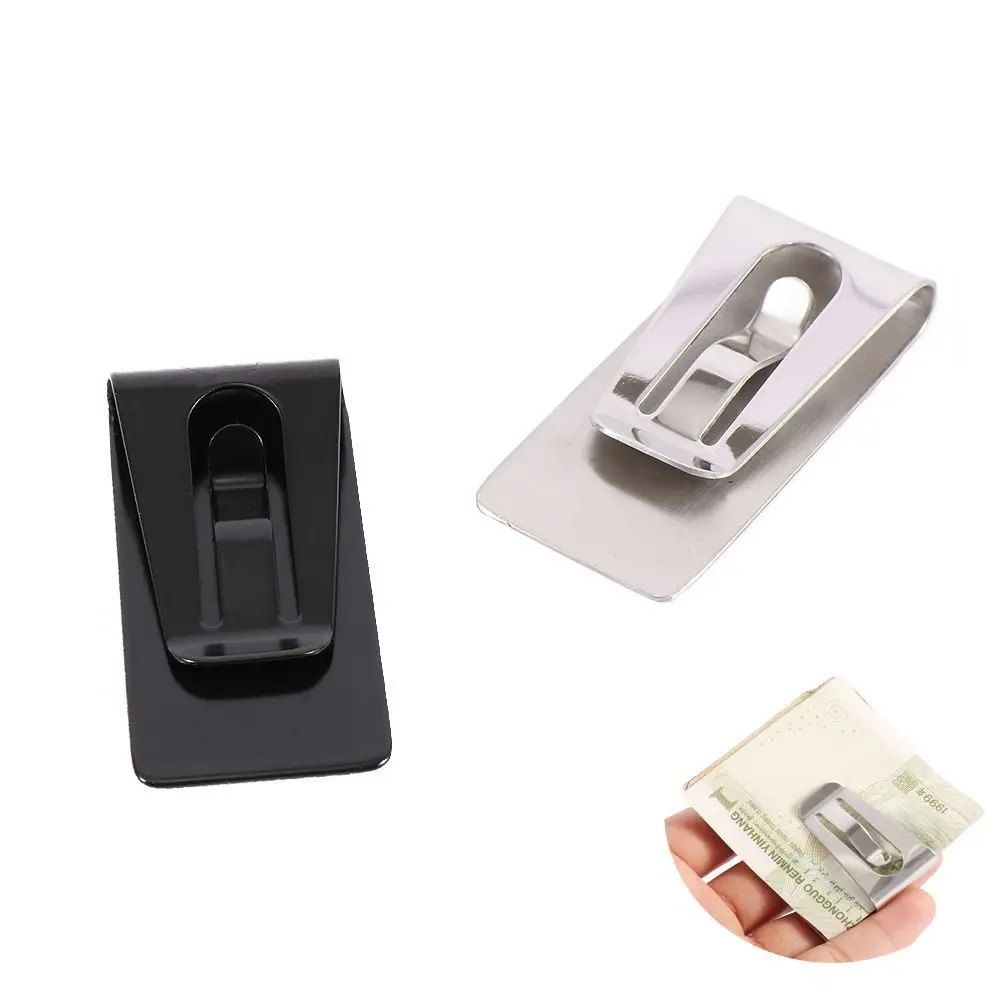 Clip de Metal de acero inoxidable para tarjetas de visita, portatarjetas de identificación, portatarjetas de efectivo, Clip hueco, portátil, Unisex