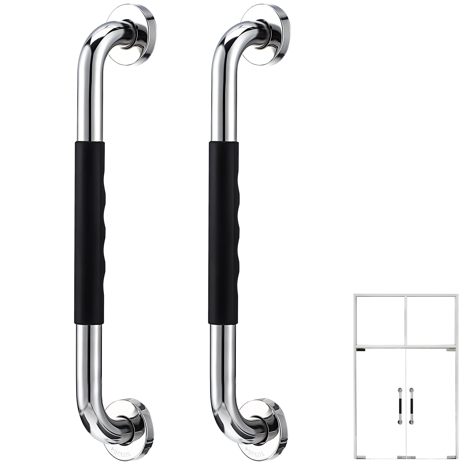 2 Pcs Bathroom Handrails Shower Grab Bar Handicap Bars Support Handles For 304 Stainless Steel Elder Seniors