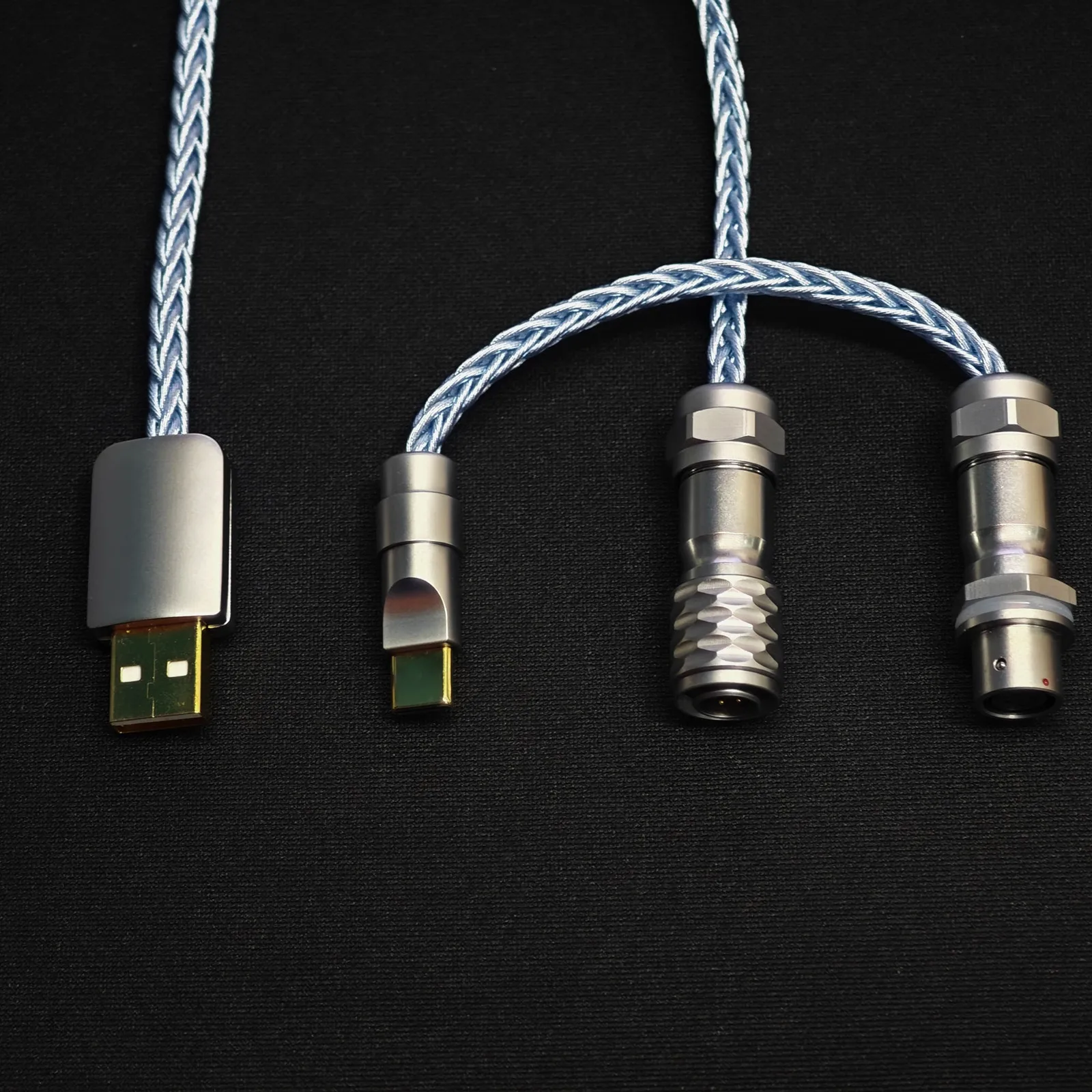 Nieuwe Custom Metal Usb Type-C Single Crystal Koper Verzilverde Data Oplaadkabel Voor Mechanische Toetsenbord Luchtvaart Plug Kabel