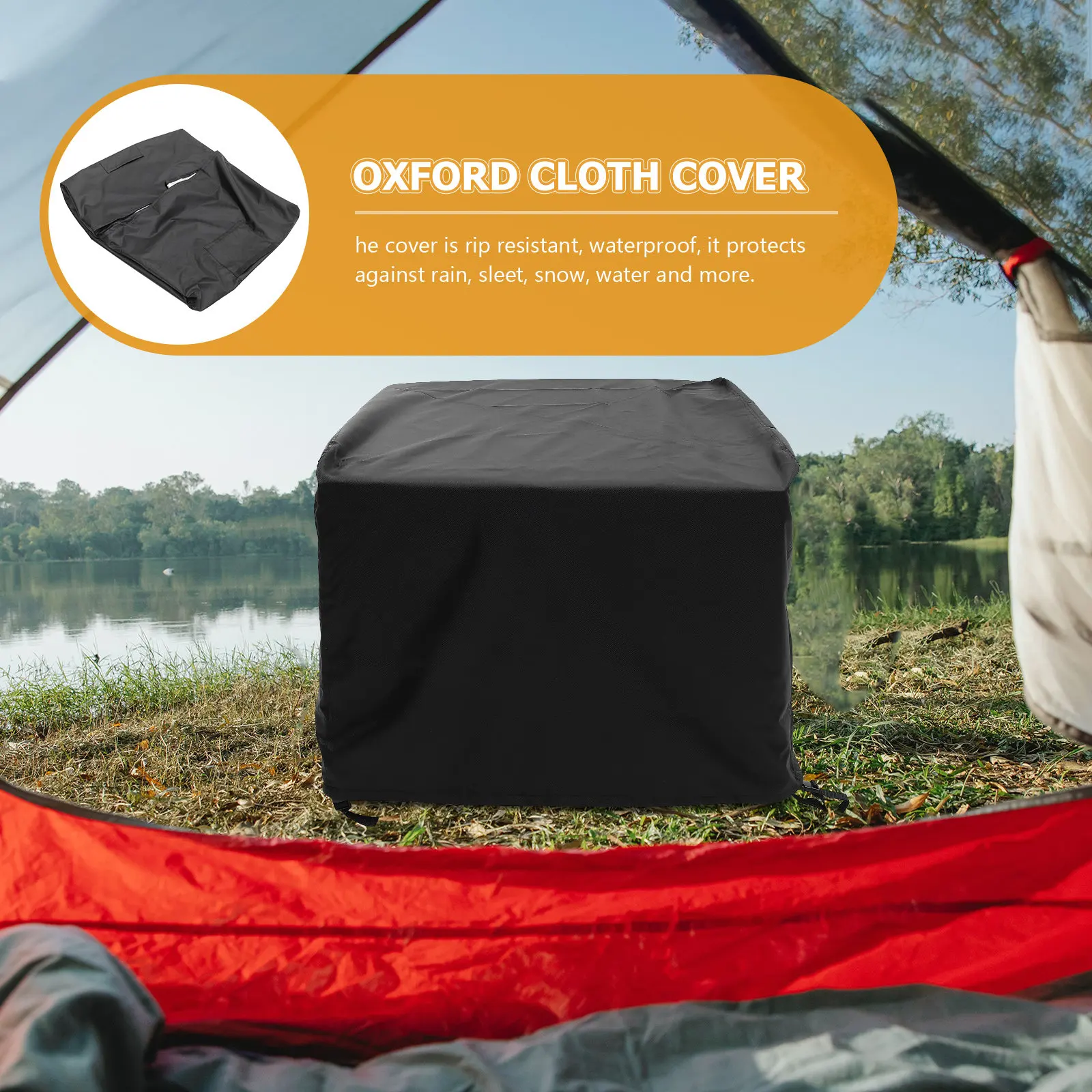 Oxford Cloth Fire Pit Cover Waterproof Dust-Proof Uv-Resistant Wind-Resistant Outdoor Bbq Cover for Camping Garden Patio