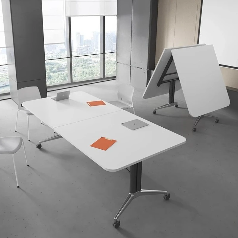 

Commercial Stackable Movable Folding Conference Table Training Telescopic Belt Wheels Oversized Removable Desk Office Furniture