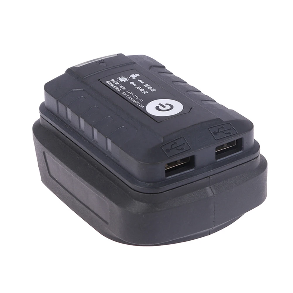 Enhance Your Power Tool Battery with LED Light Battery Adapter Dual USB Output Converter for 18V Liion Battery