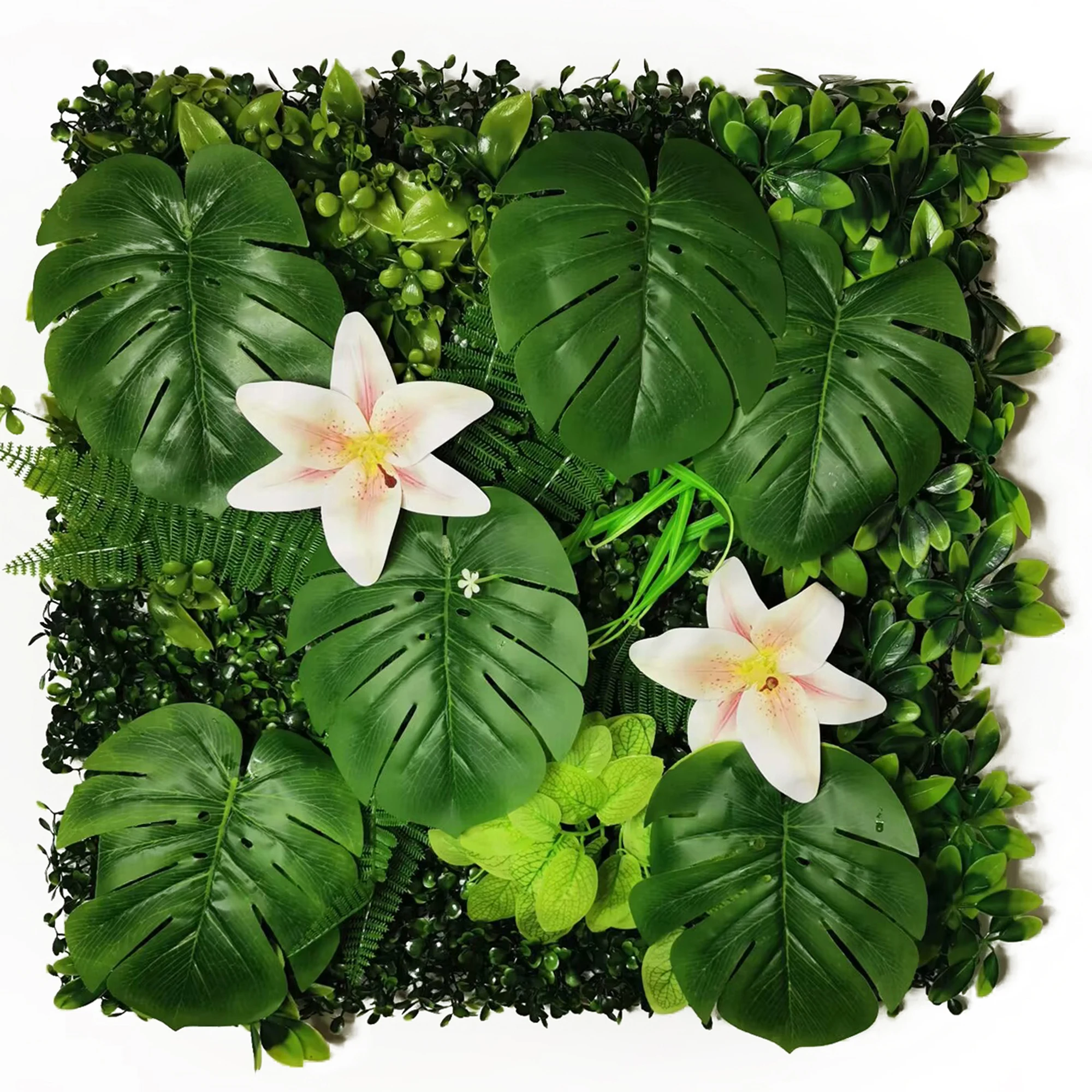 50*50cm Artificial Lawn Jungle  Flower Lily Wedding Background Green Home Plant Decorative Wall Panel Office For Decora