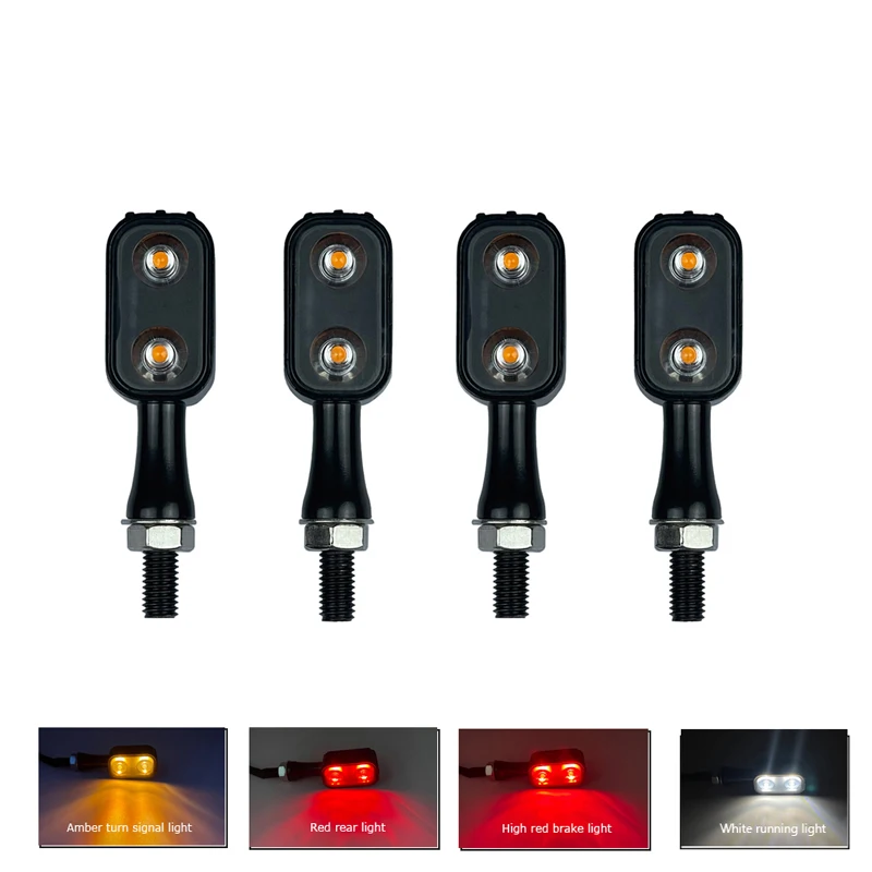 For Harley Honda Kawasaki yamaha Suzuki 8mm 2 LED Motorcycle Turn Signal Lights 3 in 1 LED Indicators Driving Brake Stop Light