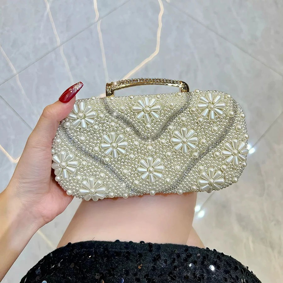 Diamond Evening Clutch Bag Golden Beaded Handbag Boutique Novelty Metallic Rhinestone Purses And Handbags Bridal Wedding Party