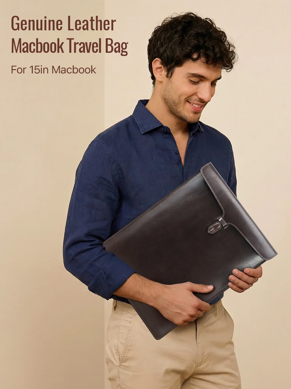 Full Grain Leather MacBook 15-Inch Case with Pen Slot Apple Notebook Computer Bag Inner Protective Pouch for MacBook