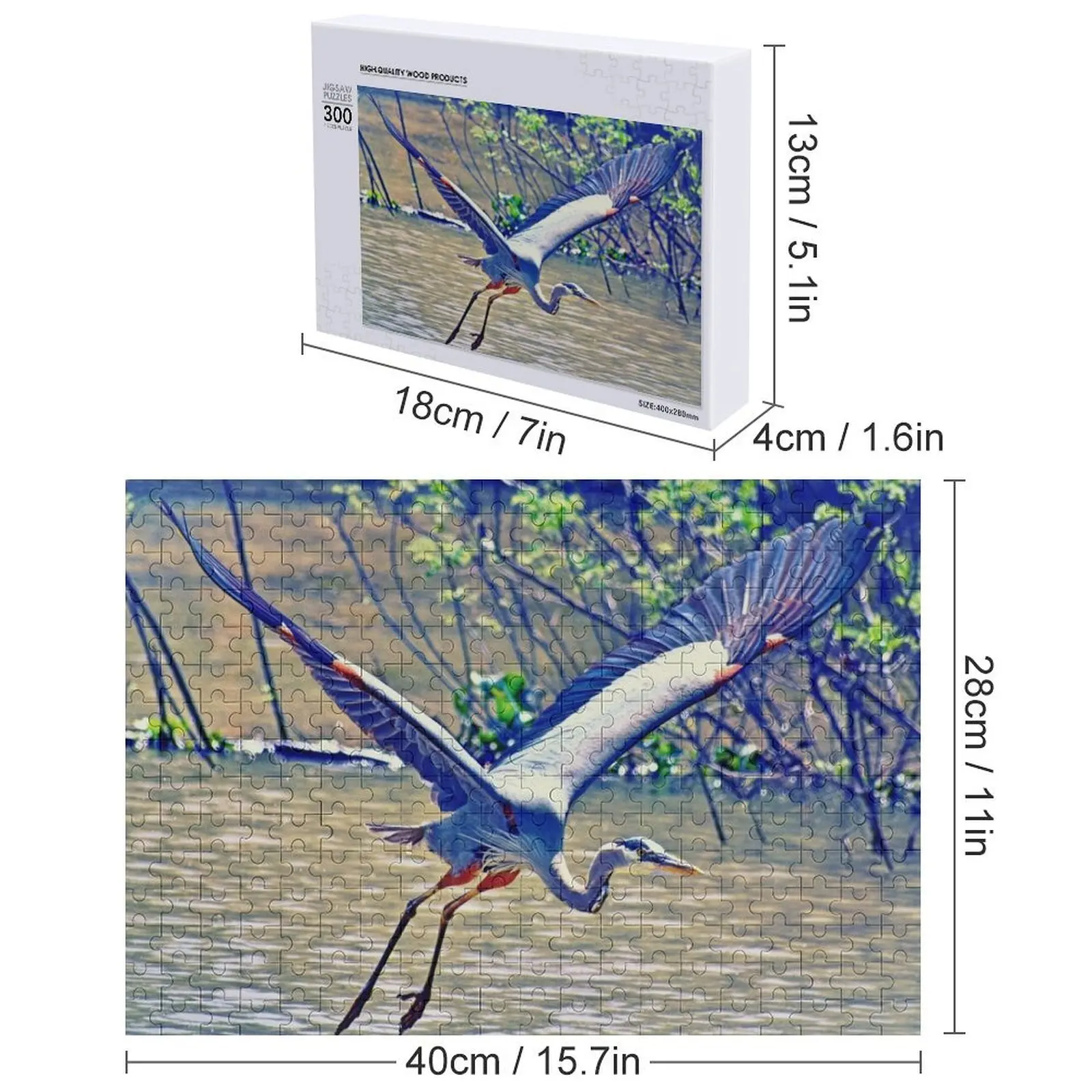 Flying (Blue Heron) Quebra-cabeça personalizado com foto quebra-cabeça personalizado