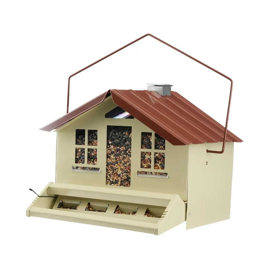 Perky Pet 8lb Squirrel-Be-Gone II Feeder Home with Chimney Brown Wild Bird Feeding Station Designed to Keep Squirrels Out While
