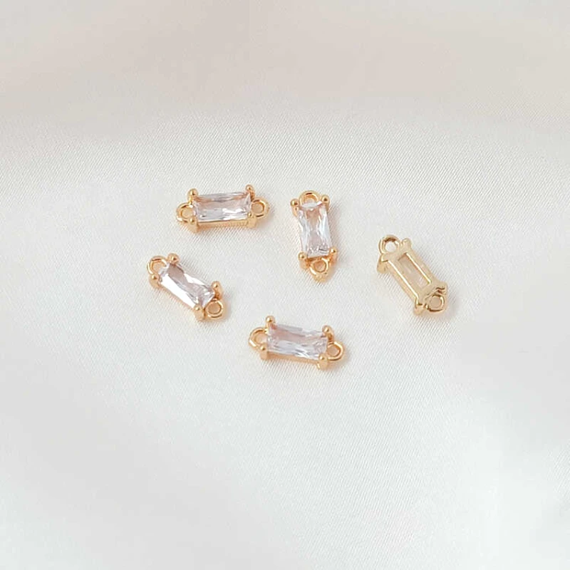 5 Pezzi Nuovo 14K Rame Placcato Oro Colore Zirconia Doppio Appeso Barra Lunga Piccolo Ciondolo Fatto A Mano Collana FAI DA TE Accessori di Gioielli