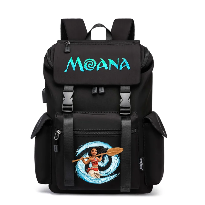 

Disney Moana School Bag USB Charging Large Capacity Bookbags Teenager Women Men Waterproof Laptop Travel Daily Backpack