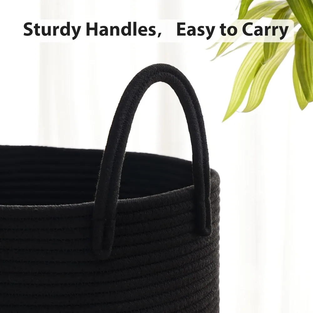 سلة غسيل كبيرة بحبل قطني سعة 58 لترًا، سلة تخزين قابلة للطي لغرفة النوم وغرفة المعيشة والحضانة #4